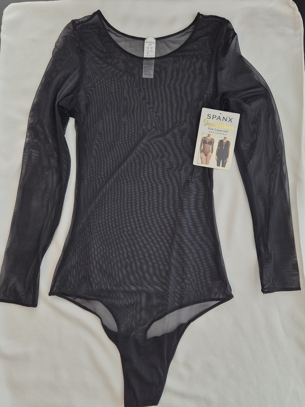 SPANX Sheer Fashion Non-Shaping Layered Bodysuit - Black